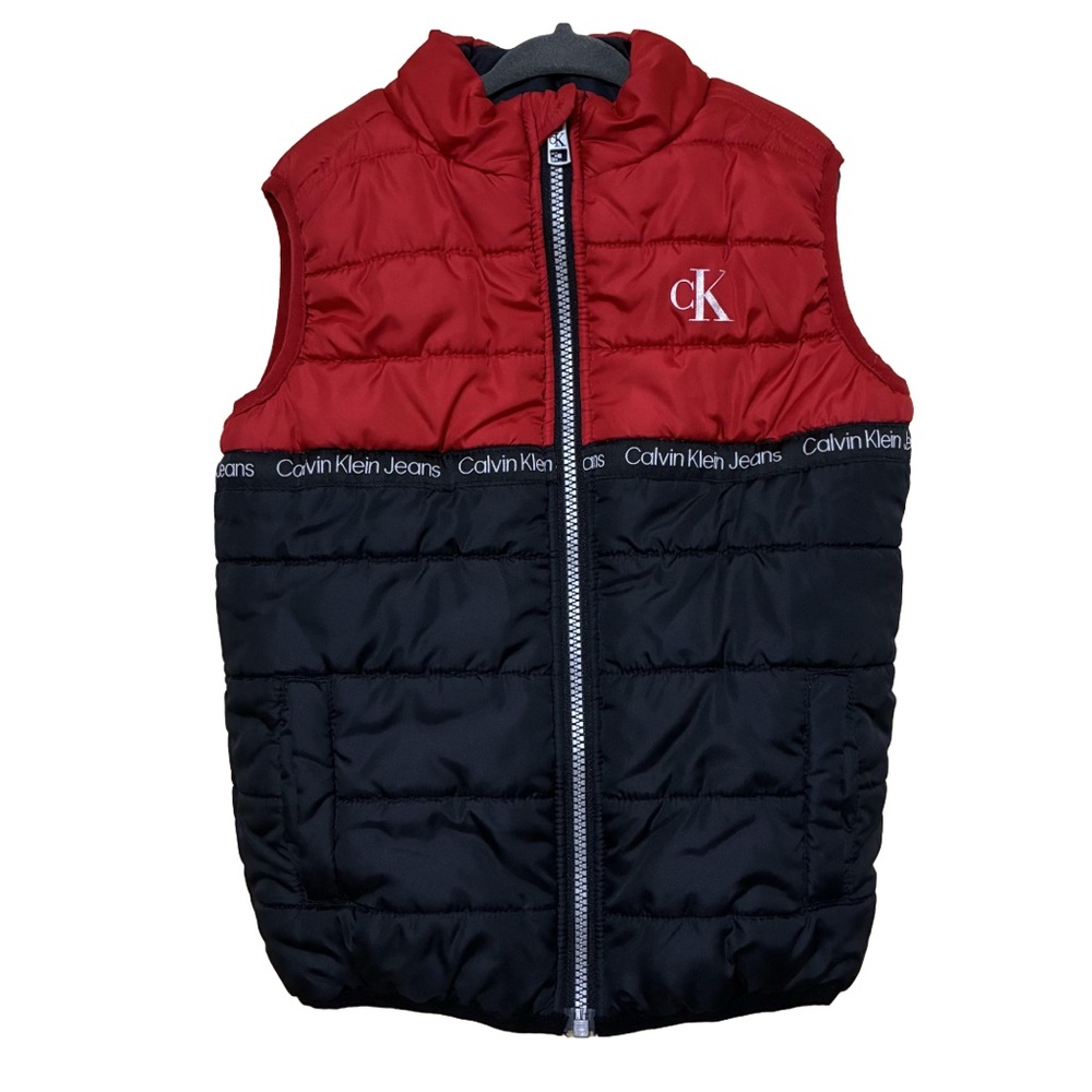 Calvin Klein Jeans Full Zip Puffer Vest Toddler 5 Red Black Lightweight Jacket